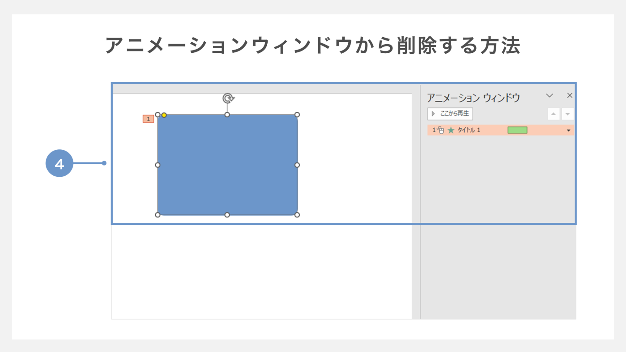 アニメーションウィンドウから削除する方法