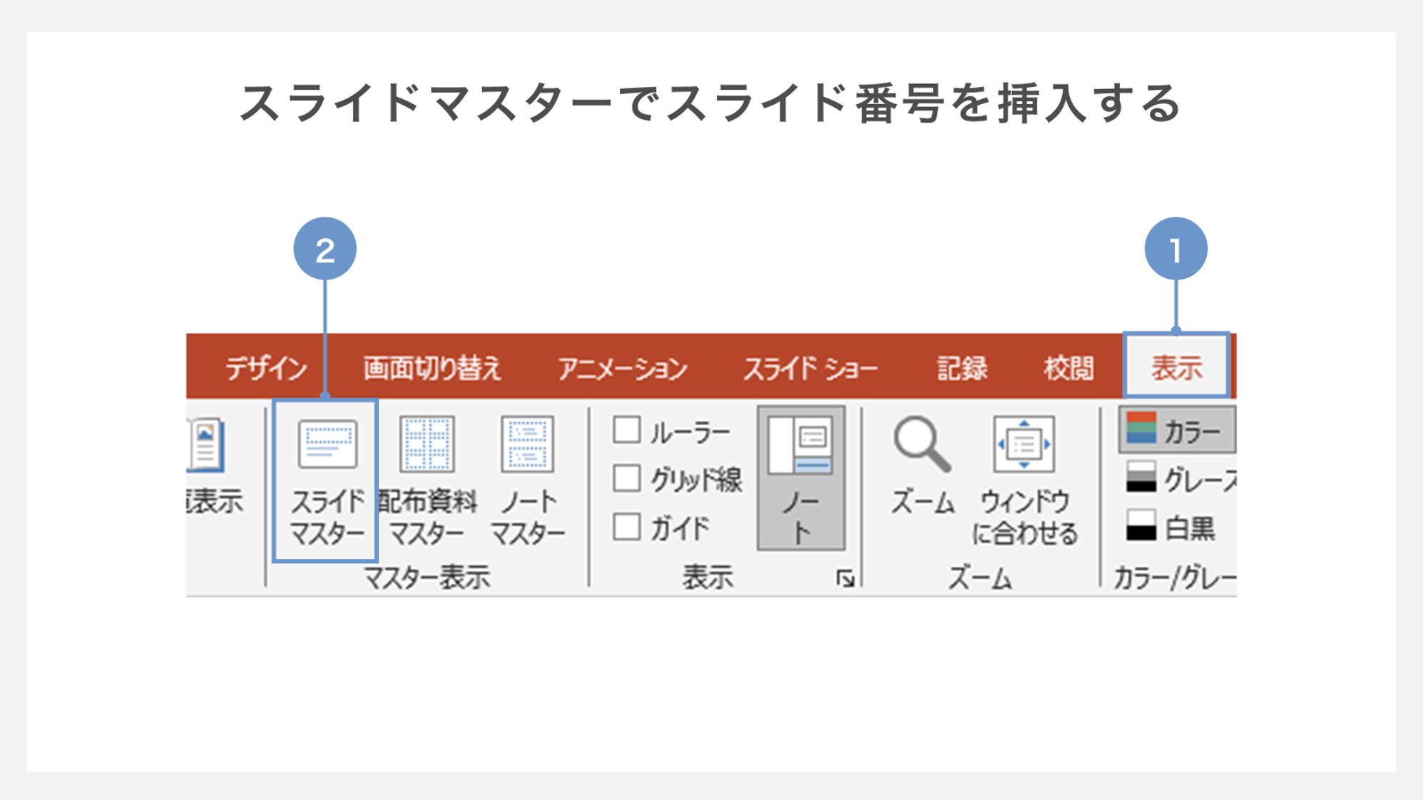 スライドマスターでスライド番号を挿入する方法