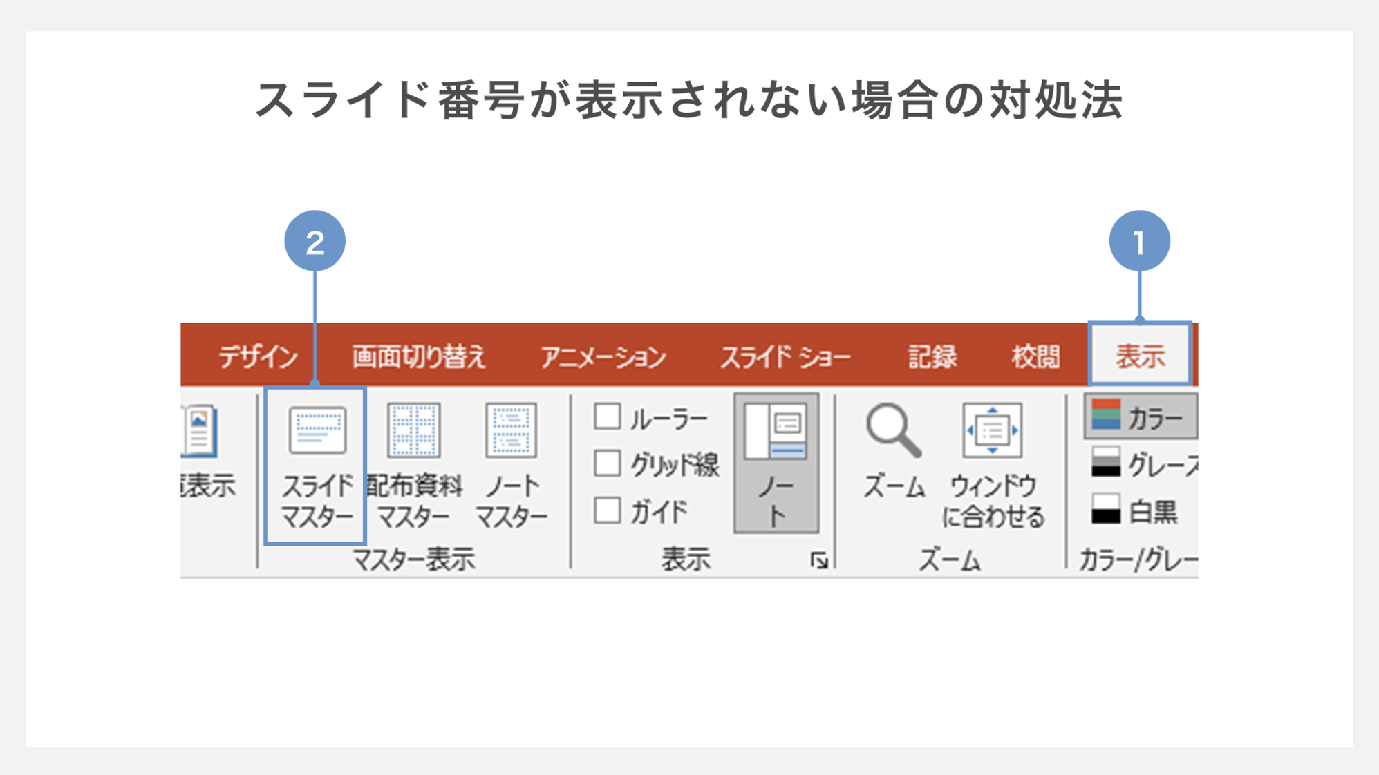 スライド番号が表示されない場合の対処法