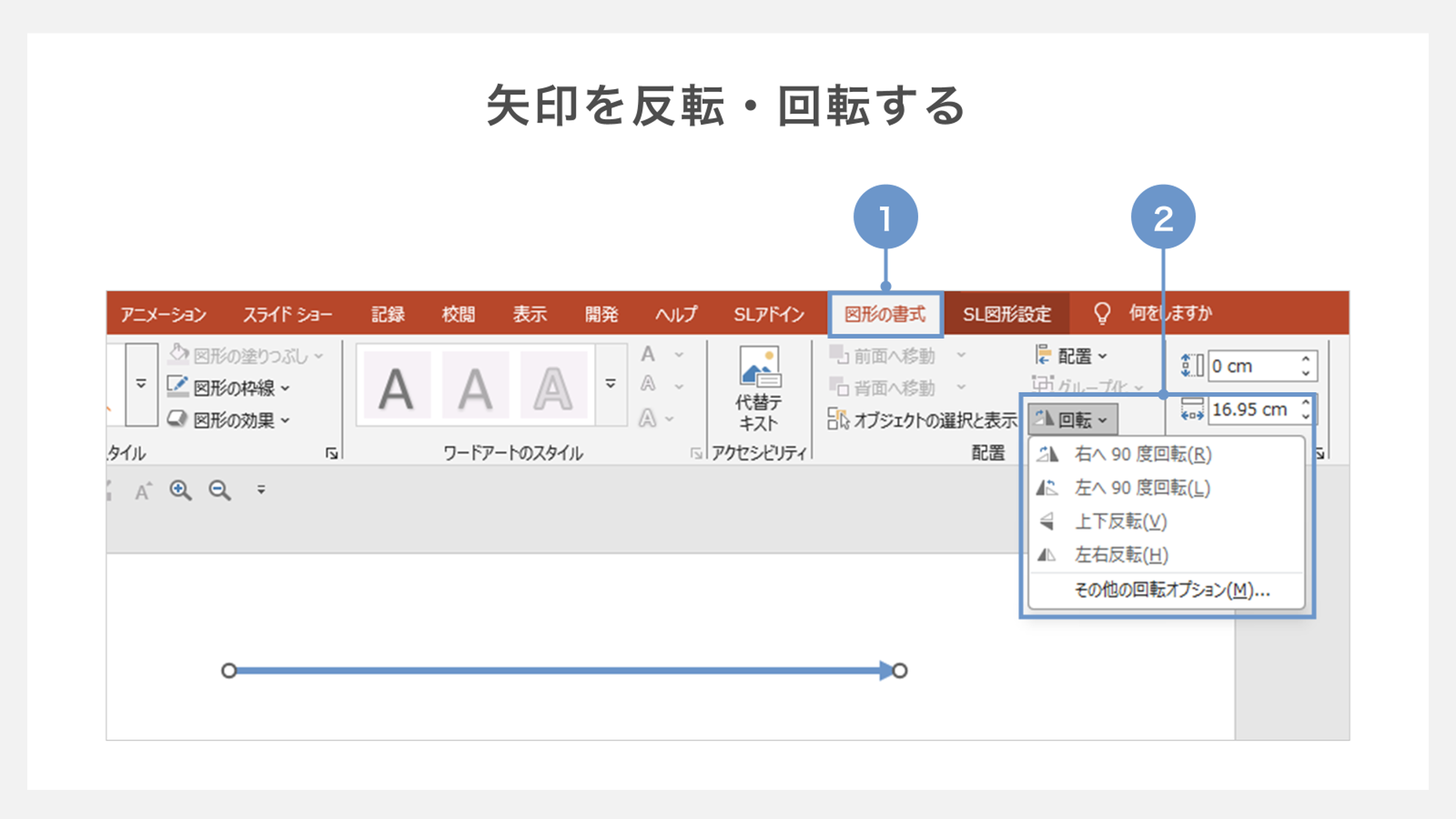 矢印を反転・回転する方法