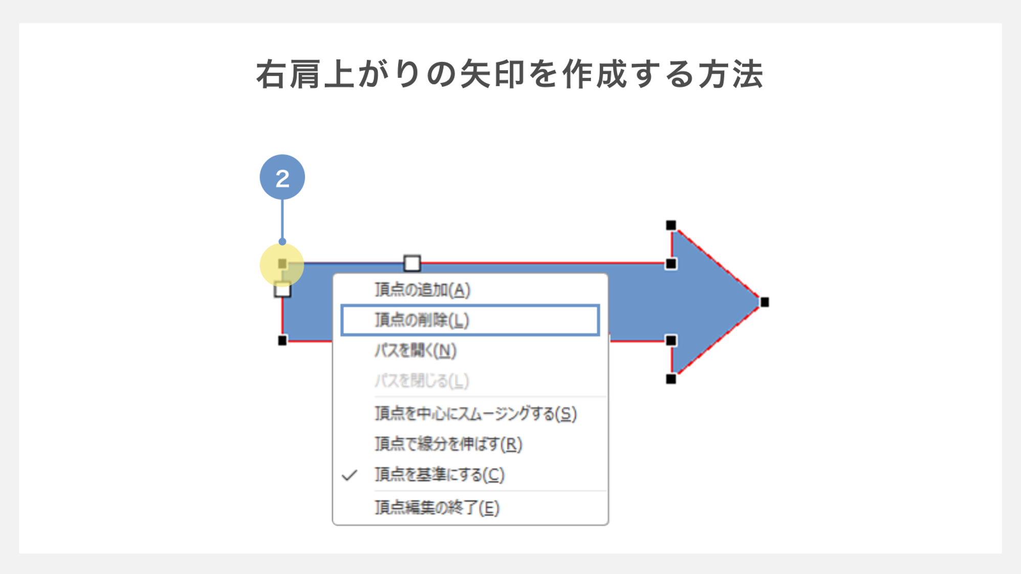 右肩上がりの矢印を作成する方法