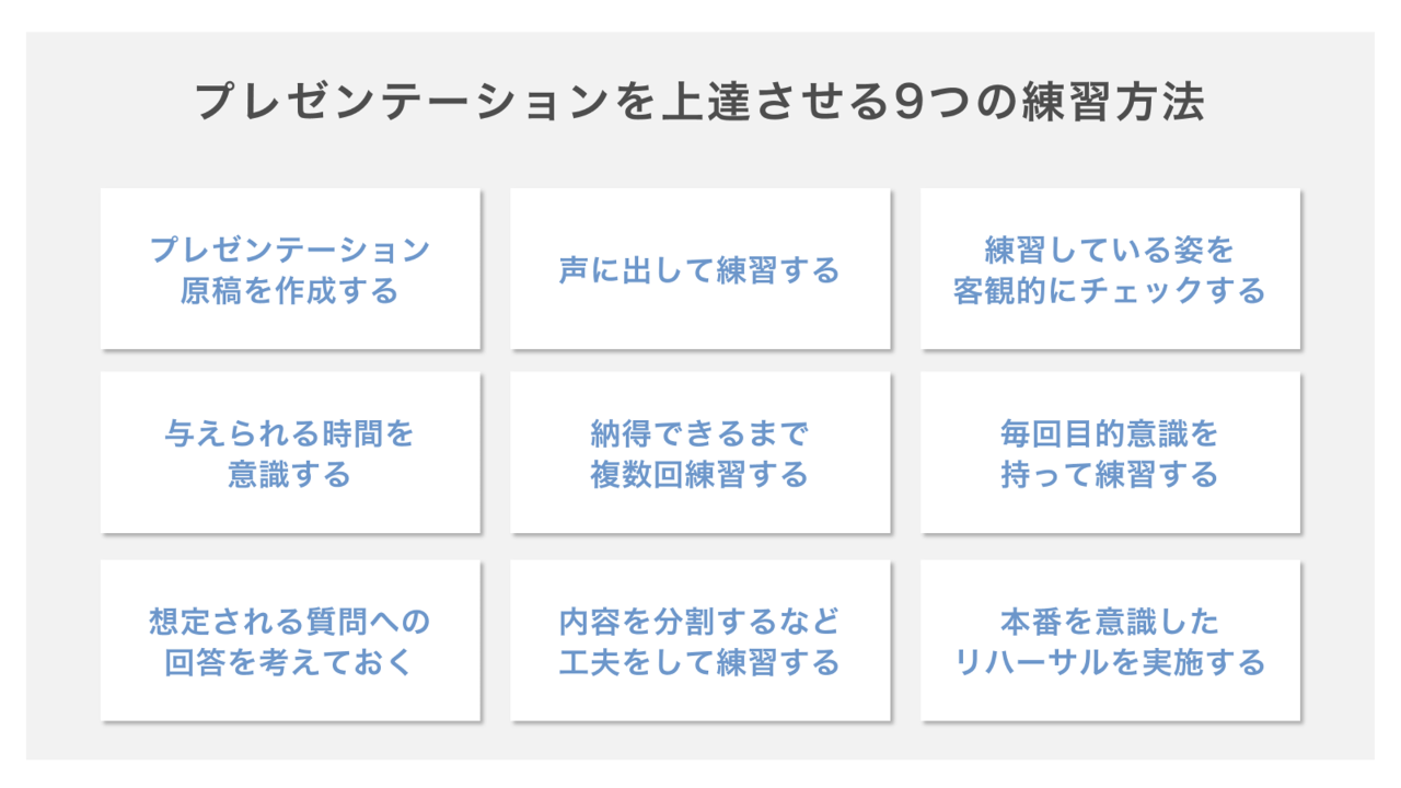 プレゼンテーションを上達させるための9つの練習方法