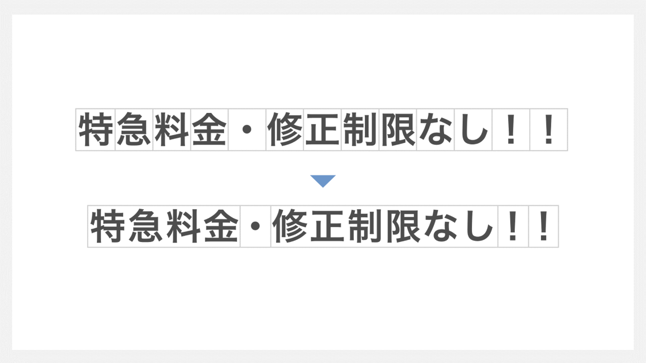 記号の字間を詰める