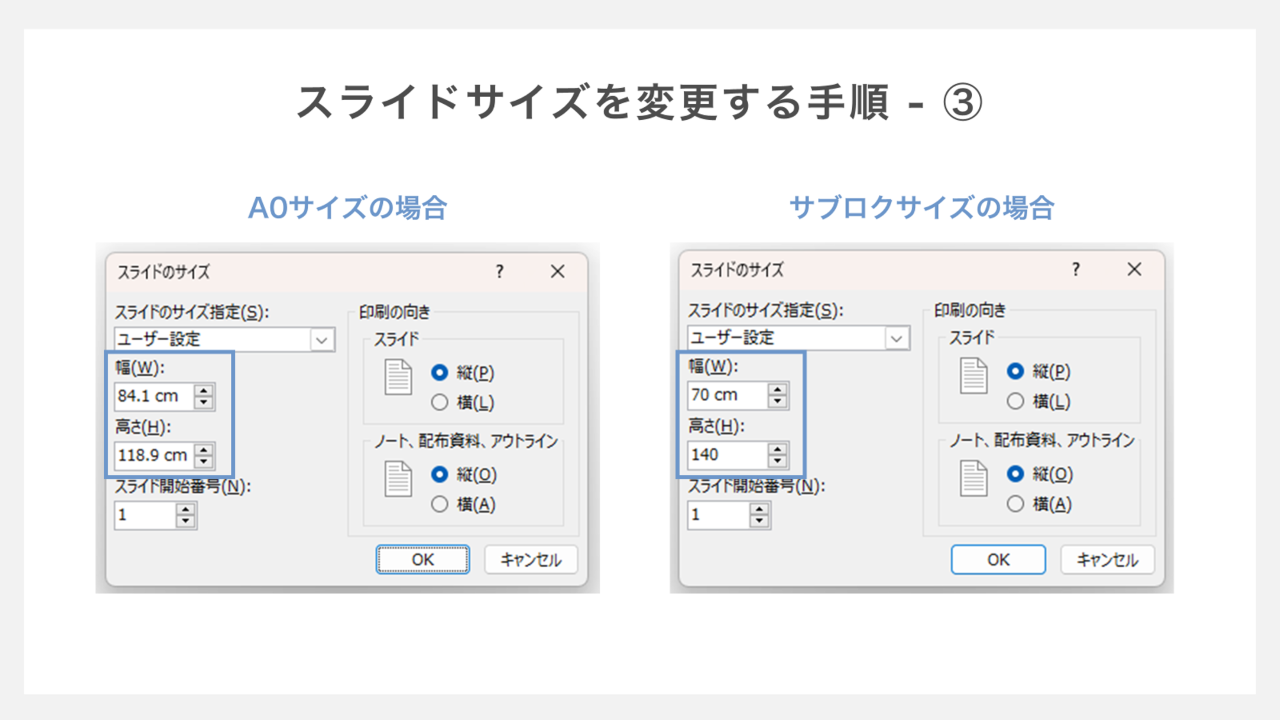 スライドサイズの変更方法③