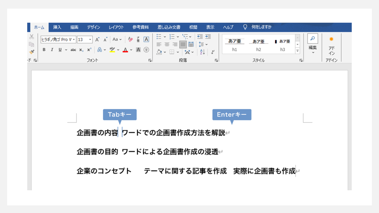 ワードで企画書を作成する方法