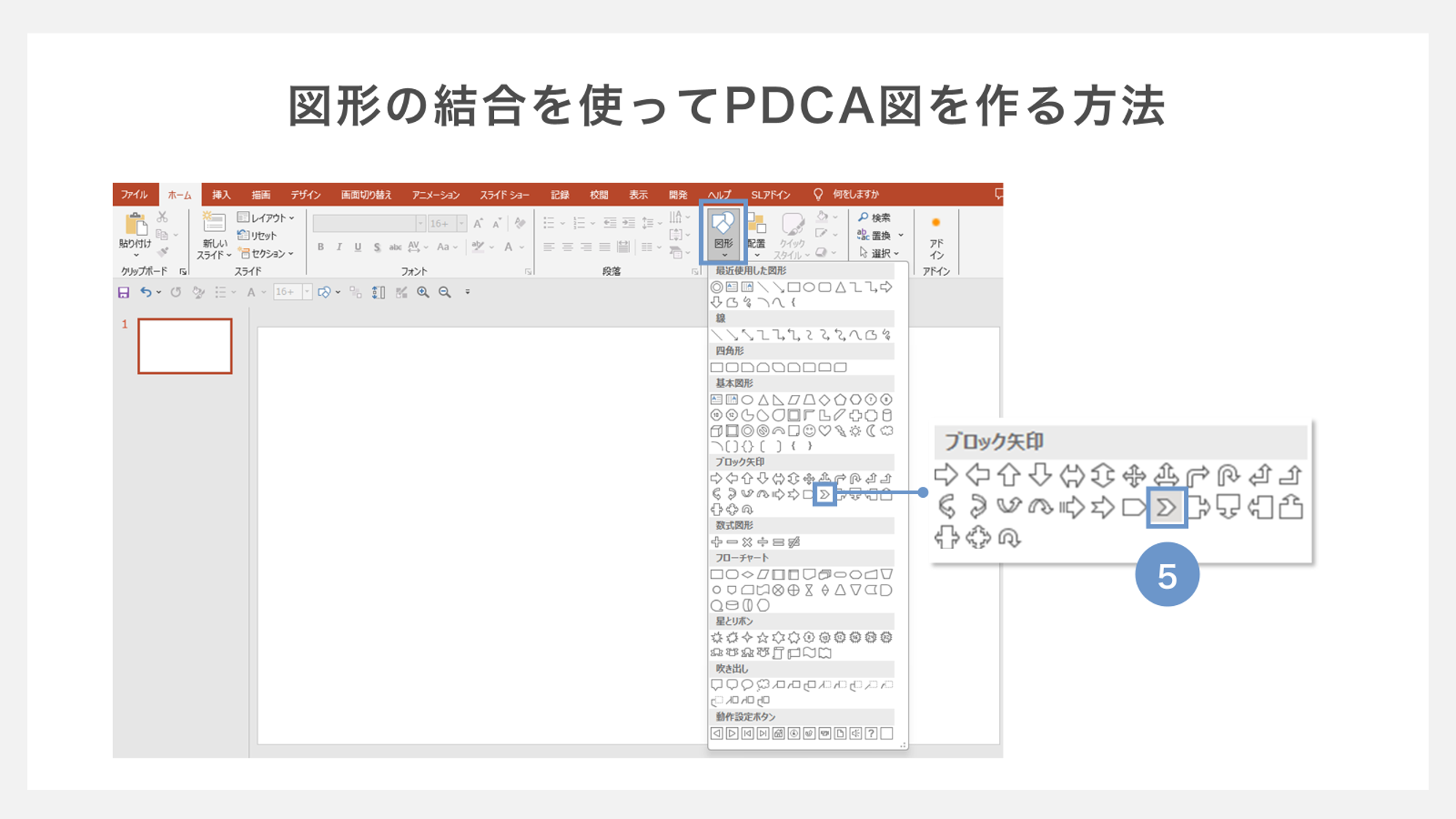 図形の結合を使ったPDCAの作り方