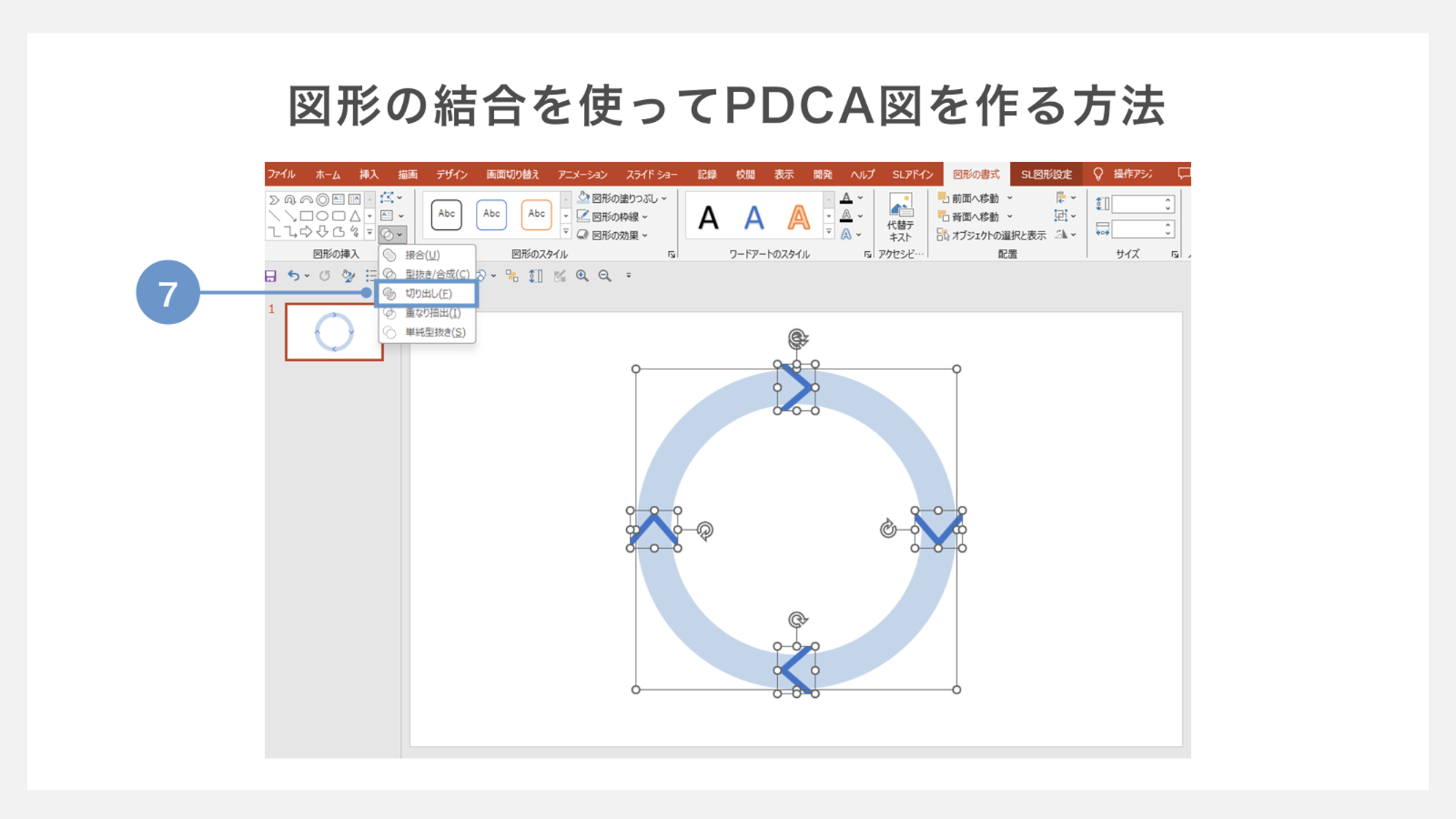 図形の結合を使ったPDCAの作り方