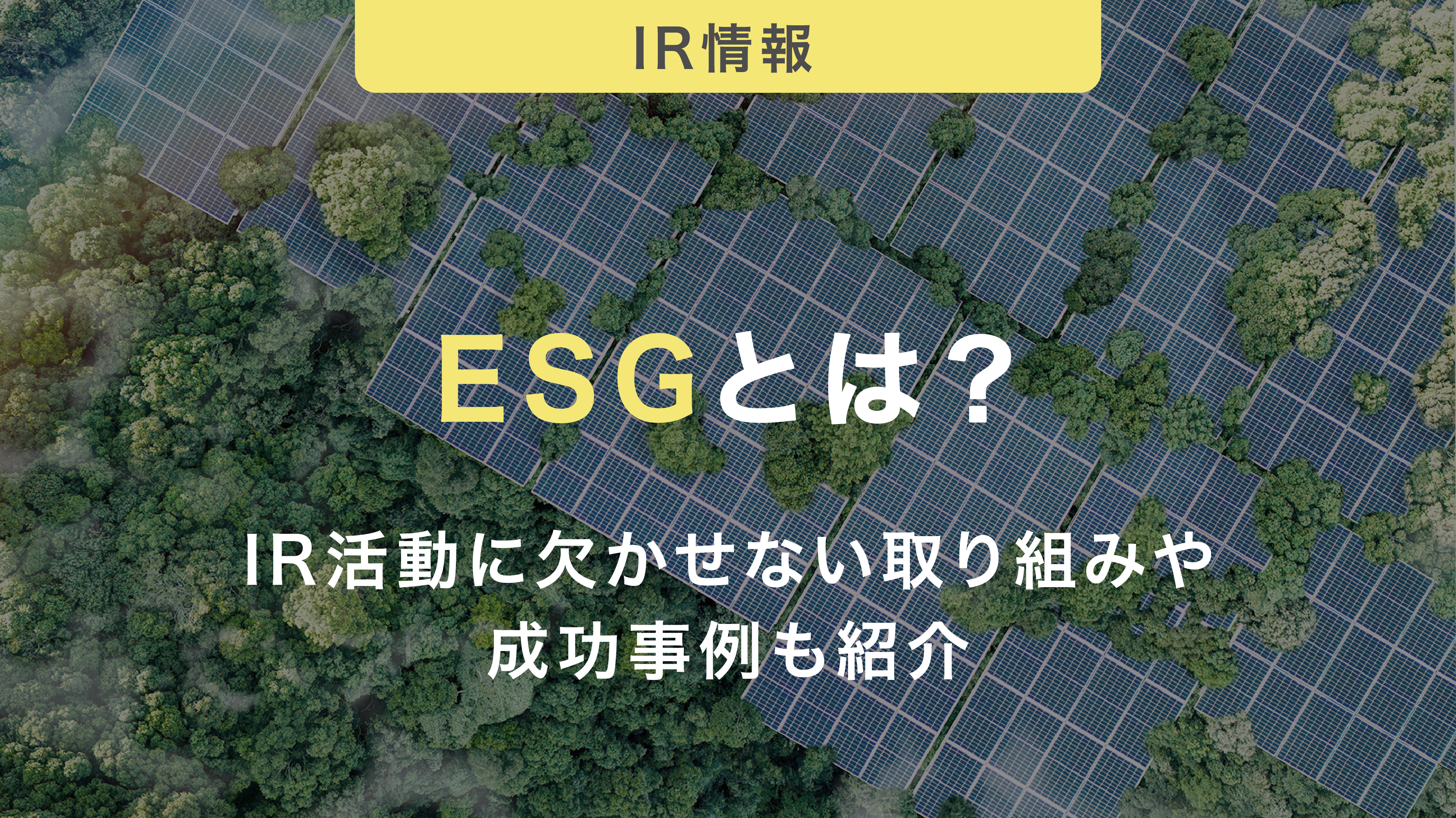 ESGとは？IR活動に欠かせない取り組みや成功事例も紹介