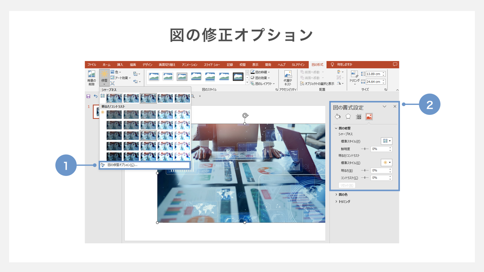 図の修正オプション