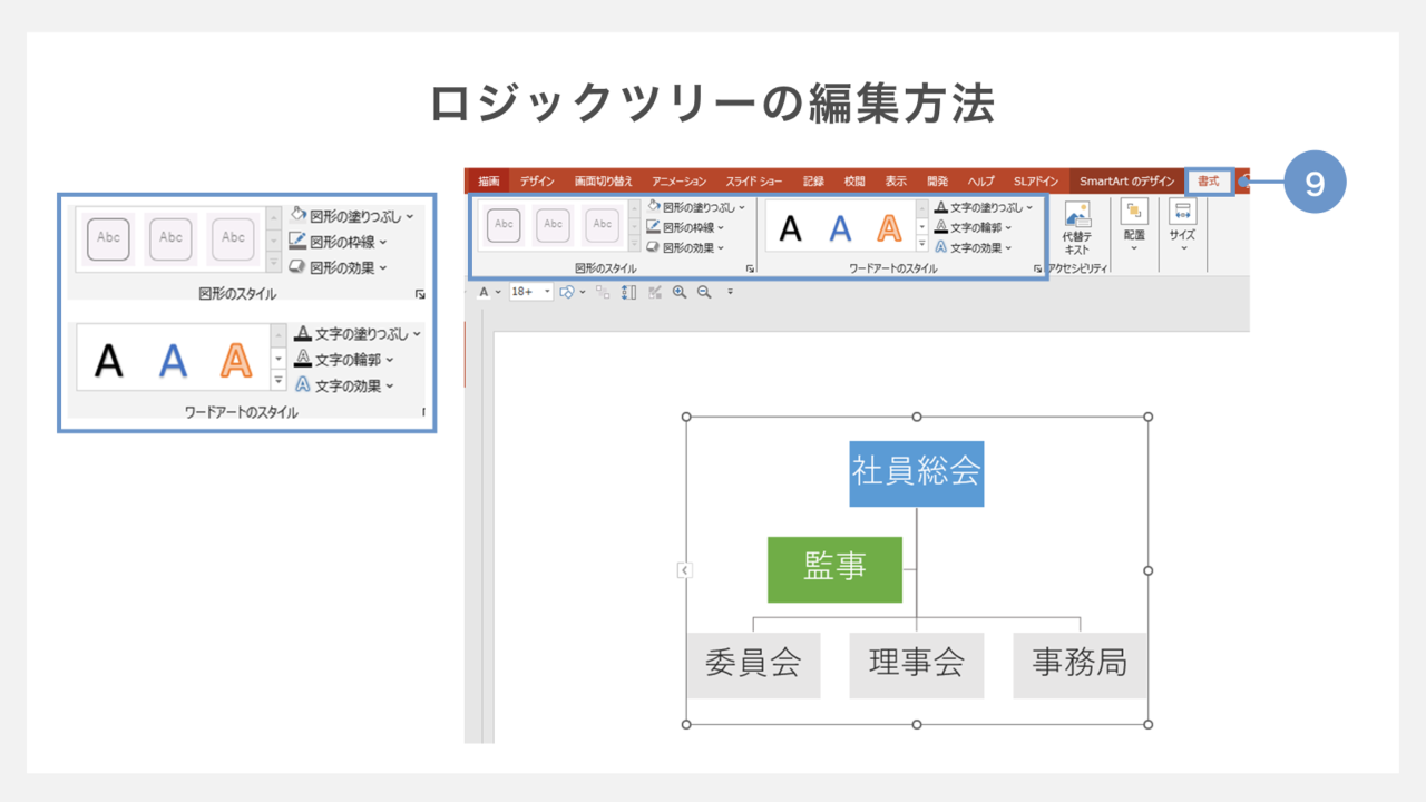 ロジックツリーの編集方法　色の変更