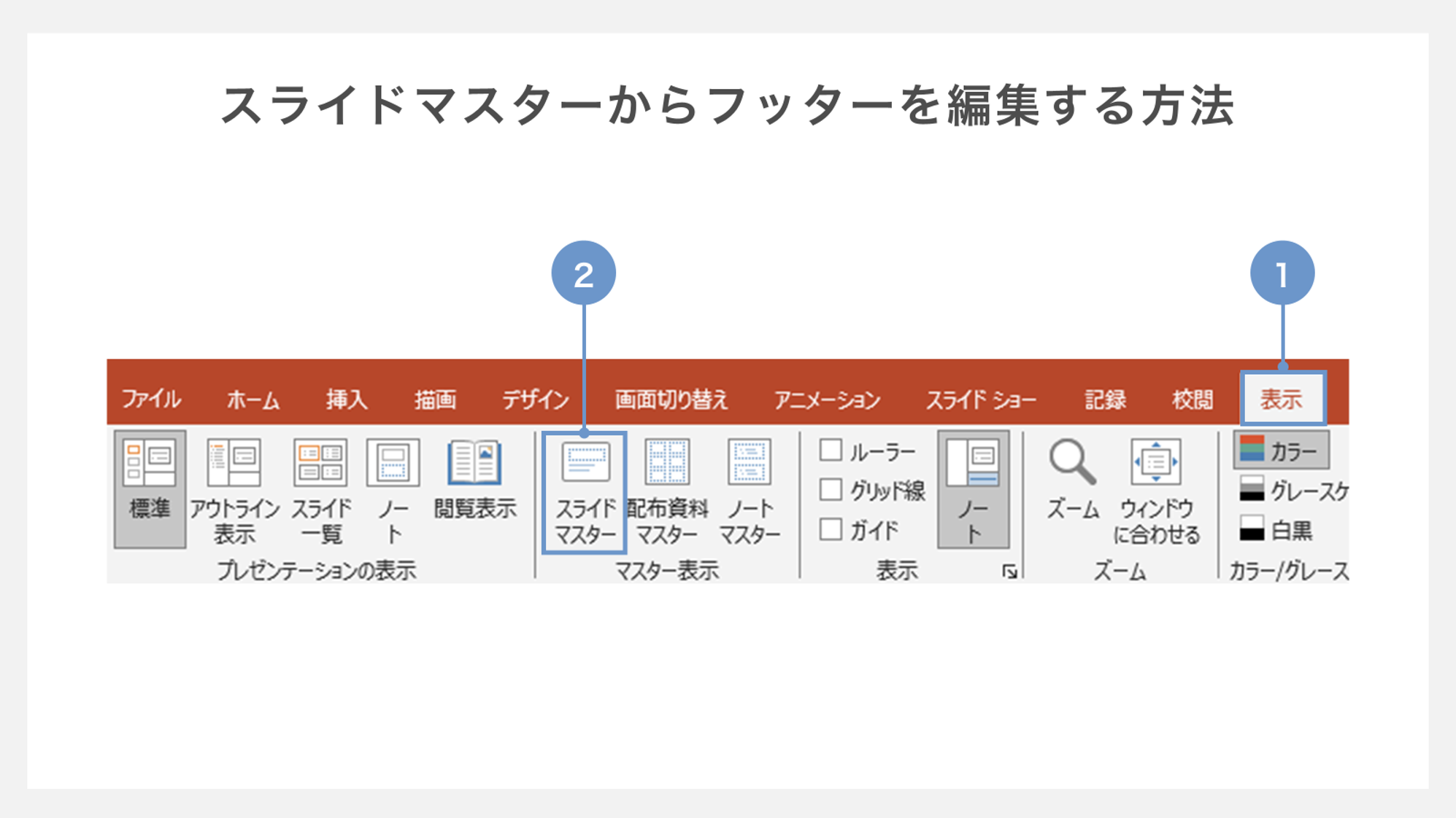 スライドマスターからフッターを編集する方法