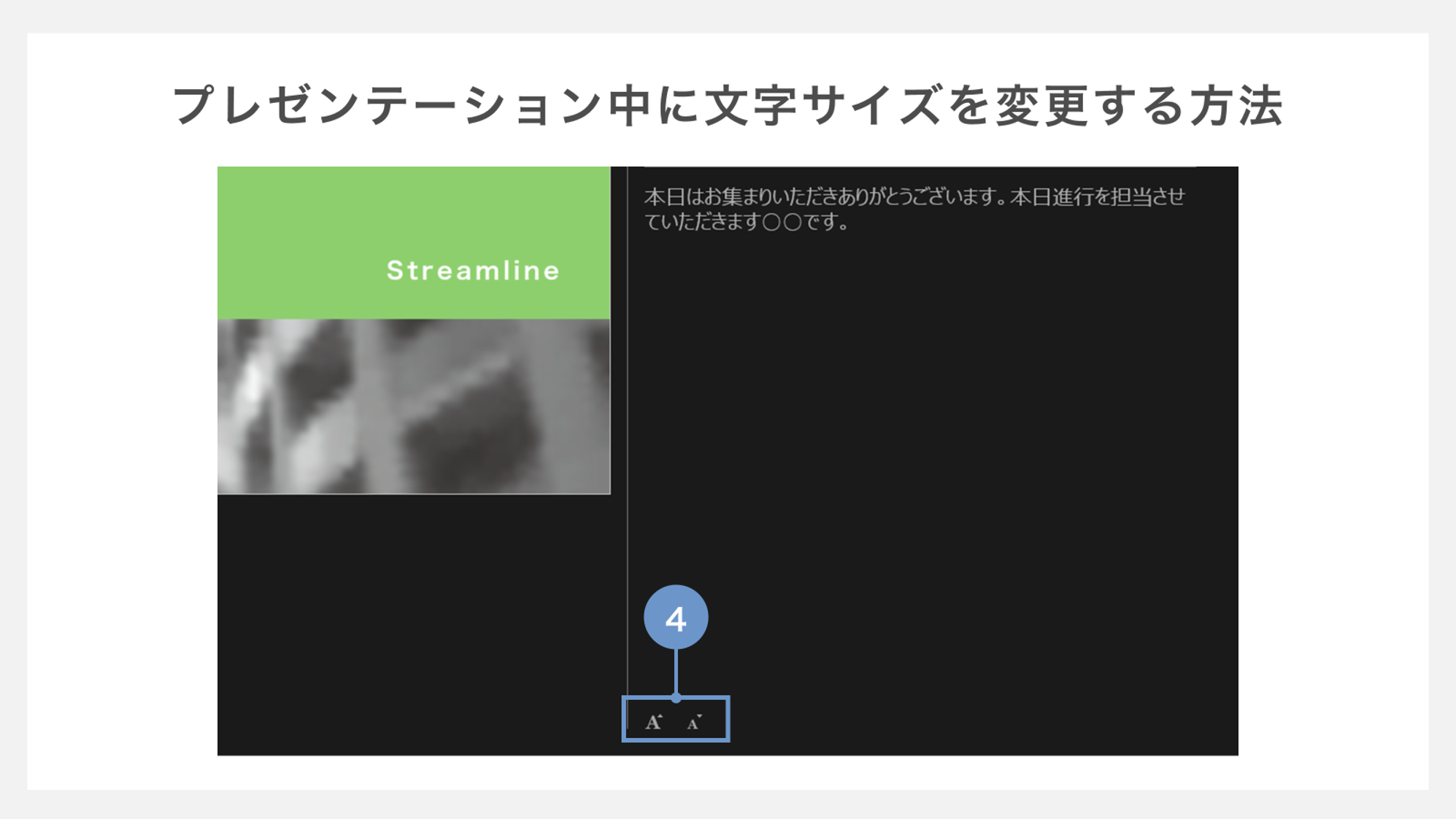 プレゼンテーション中に文字サイズを変更する方法