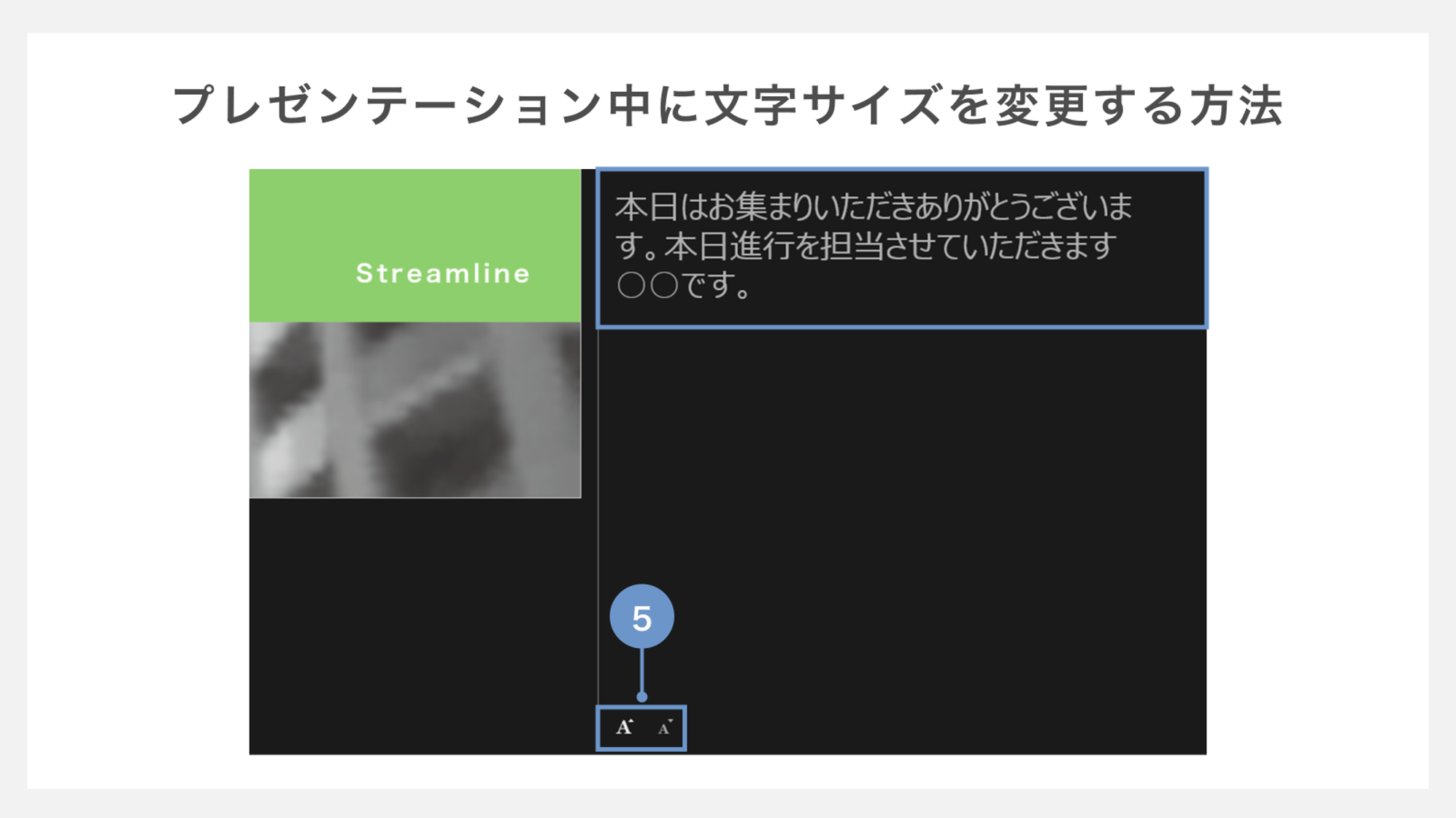 プレゼンテーション中に文字サイズを変更する方法