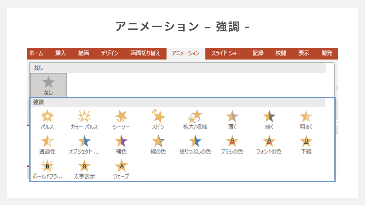 アニメーション機能　強調