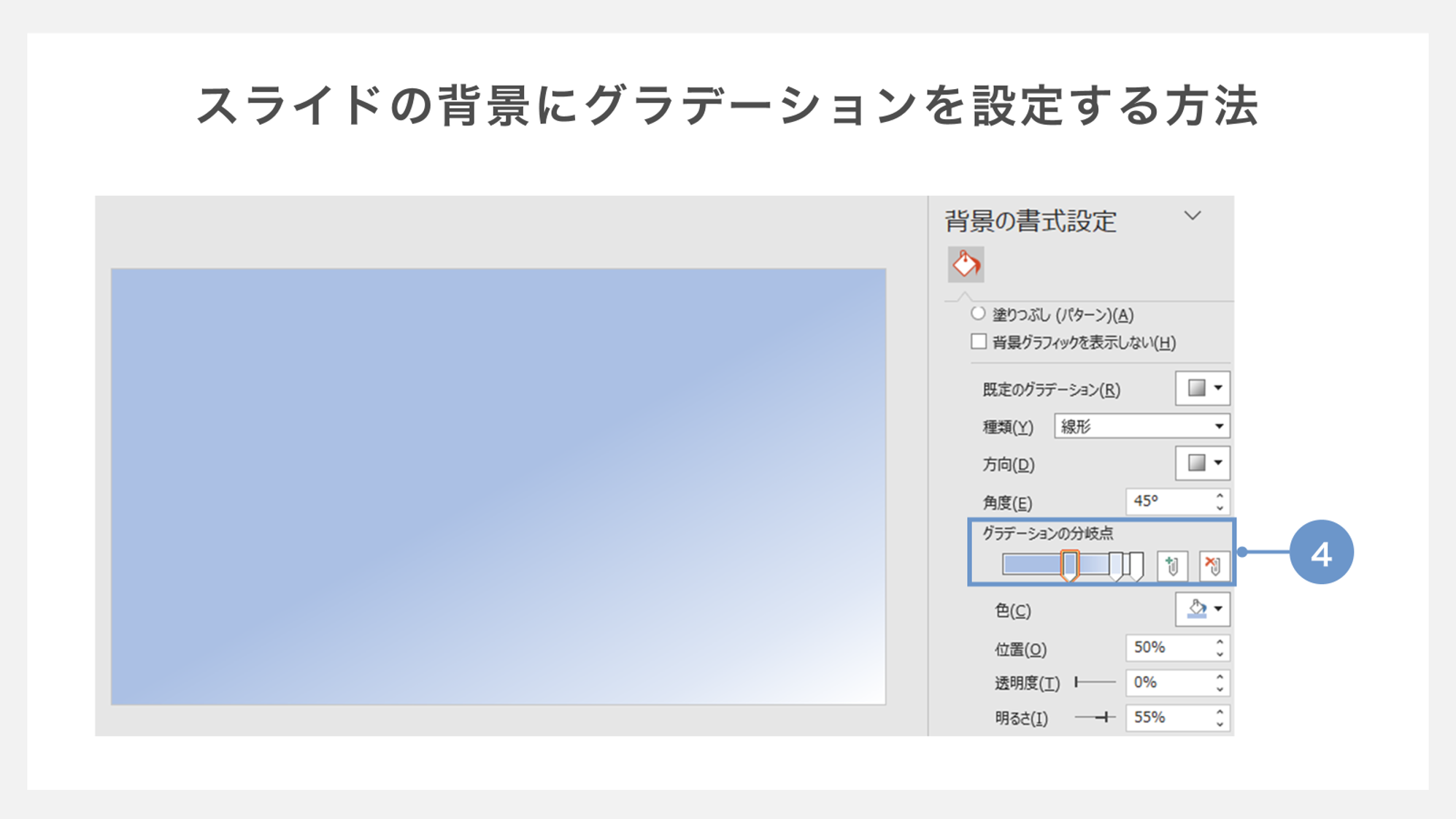 スライドの背景にグラデーションを設定する方法